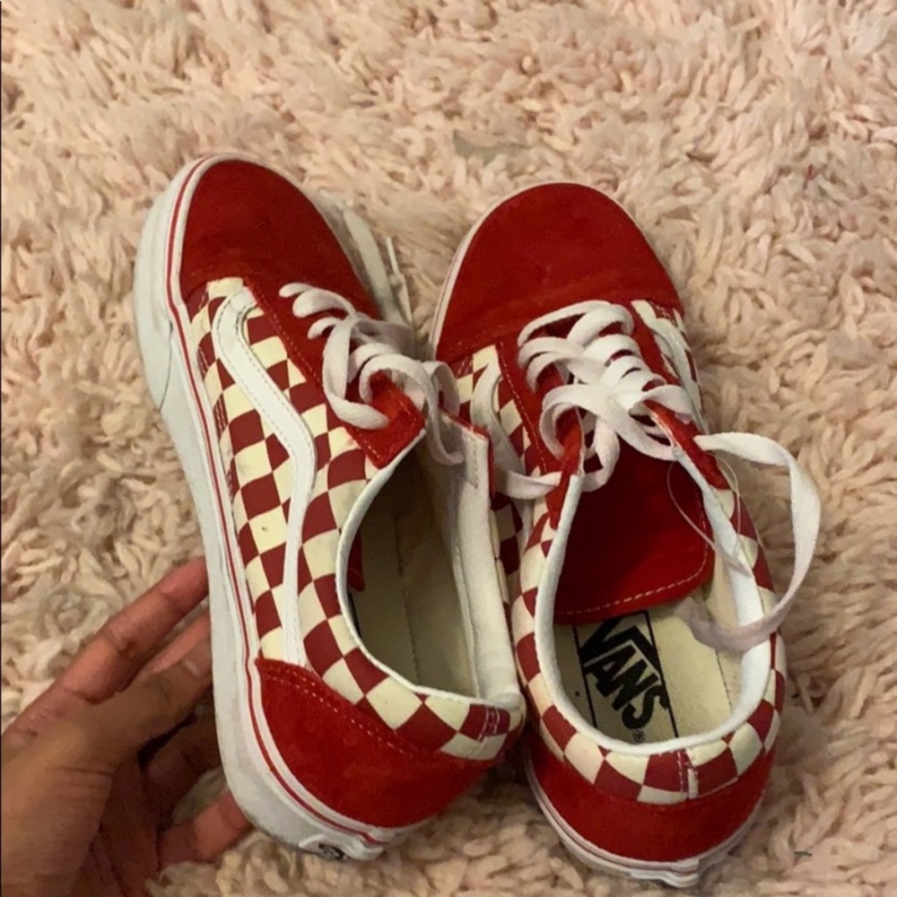 Red checkerboard vans
